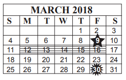District School Academic Calendar for Ozen High School for March 2018