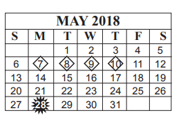 District School Academic Calendar for Bingman Head Start for May 2018