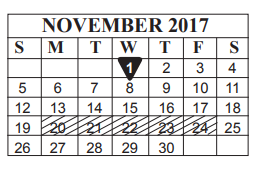 District School Academic Calendar for Odom Middle School for November 2017