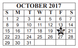 District School Academic Calendar for Paul A Brown Alternative Center for October 2017