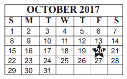 District School Academic Calendar for Fehl-Price Classical Academy for October 2017