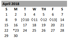 District School Academic Calendar for Miller Heights Elementary for April 2018