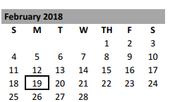 District School Academic Calendar for Lake Belton Middle School for February 2018