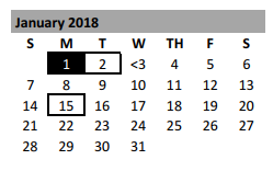 District School Academic Calendar for Joe M Pirtle Elementary for January 2018