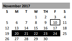 District School Academic Calendar for Belton Middle School for November 2017