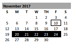 District School Academic Calendar for Tyler Elementary for November 2017