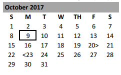 District School Academic Calendar for Bell Co J J A E P for October 2017