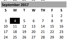 District School Academic Calendar for Bell Co J J A E P for September 2017