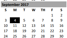 District School Academic Calendar for Sparta Elementary for September 2017