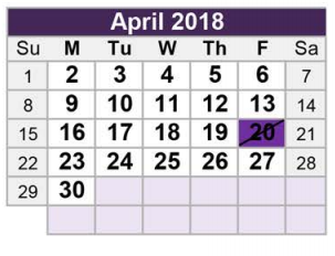 District School Academic Calendar for North Ridge Elementary for April 2018