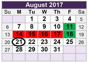 District School Academic Calendar for W T Francisco Elementary for August 2017