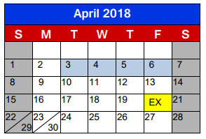 District School Academic Calendar for Lighthouse Learning Center - Jjaep for April 2018