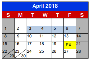 District School Academic Calendar for Jane Long Elementary for April 2018