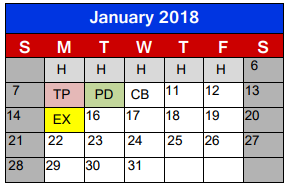 District School Academic Calendar for Elisabet Ney Elementary for January 2018