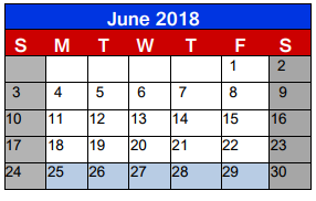 District School Academic Calendar for Clute Int for June 2018