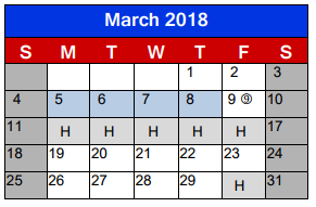 District School Academic Calendar for Lighthouse Learning Center - Daep for March 2018