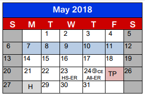 District School Academic Calendar for A P Beutel Elementary for May 2018