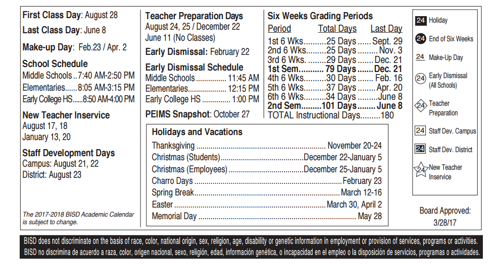 District School Academic Calendar Key for Adult Ed