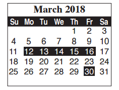 District School Academic Calendar for Brite Elementary for March 2018