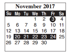 District School Academic Calendar for Sharp Elementary for November 2017