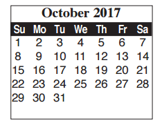 District School Academic Calendar for Sharp Elementary for October 2017