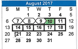 District School Academic Calendar for Brazos County Jjaep for August 2017
