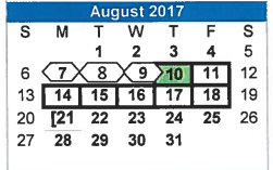 District School Academic Calendar for Jane Long for August 2017