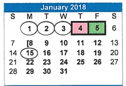 District School Academic Calendar for Johnson Elementary for January 2018