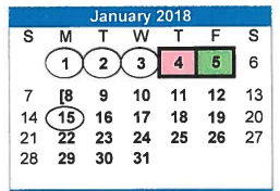 District School Academic Calendar for Sam Rayburn for January 2018