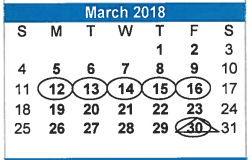 District School Academic Calendar for James Earl Rudder High School for March 2018