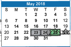 District School Academic Calendar for Bryan Early College High School for May 2018