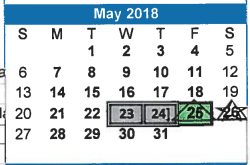 District School Academic Calendar for Brazos County Jjaep for May 2018