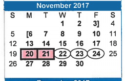 District School Academic Calendar for Arthur L Davila Middle School for November 2017