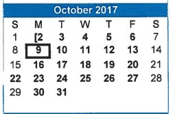 District School Academic Calendar for Stephen F Austin for October 2017