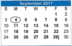 District School Academic Calendar for Special Opportunity School for September 2017