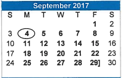 District School Academic Calendar for Brazos Co Juvenile Detention Cente for September 2017