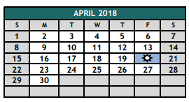 District School Academic Calendar for Johnson County Jjaep for April 2018