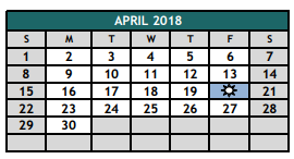 District School Academic Calendar for The Academy At Nola Dunn for April 2018