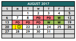 District School Academic Calendar for Burleson High School for August 2017