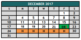 District School Academic Calendar for Mound Elementary for December 2017