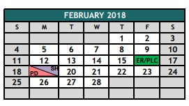 District School Academic Calendar for Johnson County Jjaep for February 2018