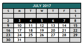 District School Academic Calendar for Hughes Middle School for July 2017