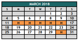 District School Academic Calendar for Burleson High School for March 2018