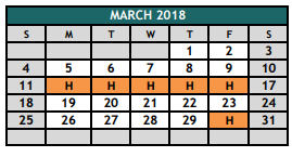 District School Academic Calendar for Jack Taylor Elementary for March 2018