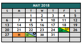 District School Academic Calendar for The Academy At Nola Dunn for May 2018