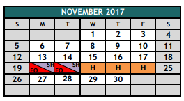 District School Academic Calendar for Jack Taylor Elementary for November 2017