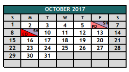 District School Academic Calendar for The Academy At Nola Dunn for October 2017