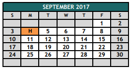 District School Academic Calendar for Hughes Middle School for September 2017