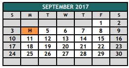 District School Academic Calendar for The Academy At Nola Dunn for September 2017