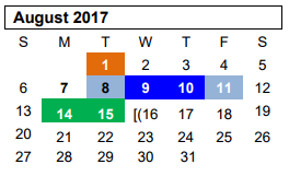 District School Academic Calendar for Canyon Intermediate School for August 2017